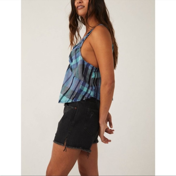 NWT Free People Plaid Halter Navy Combo XS - Picture 5 of 5